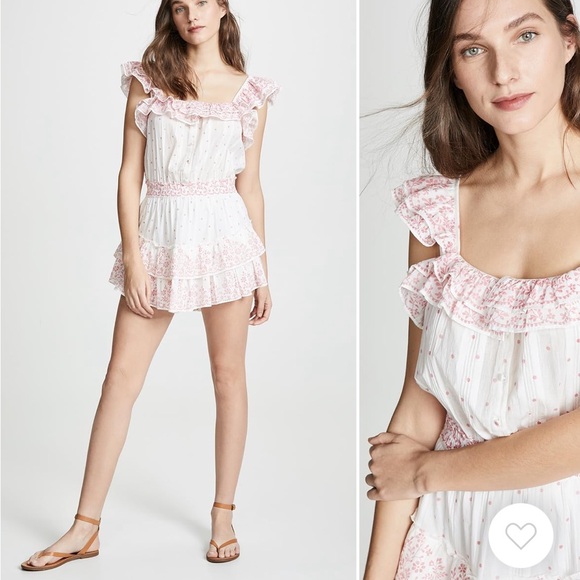 LoveShackFancy Floral Marina White and Pink Sleeveless Dress - Picture 7 of 7